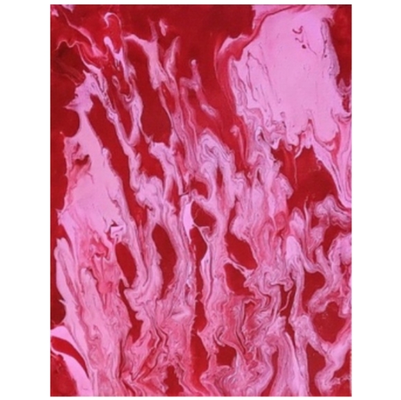 Hand Crafted Pink and Red Abstract Design 11x14 Inches Canvas Painting - Picture 2 of 4